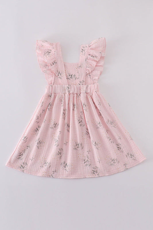 Pink Floral Ruffle Dress