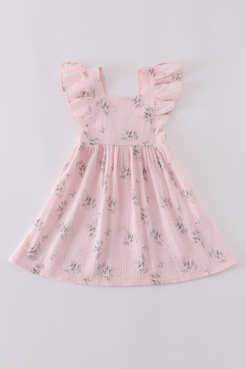 Pink Floral Ruffle Dress