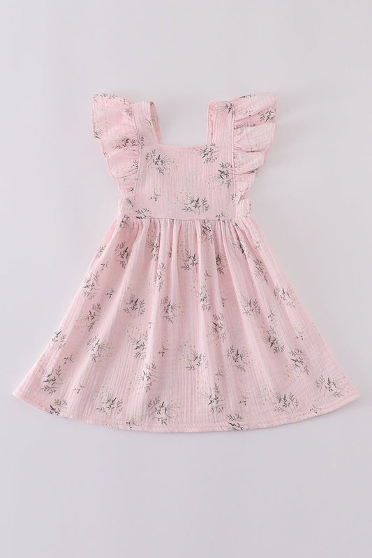 Pink Floral Ruffle Dress