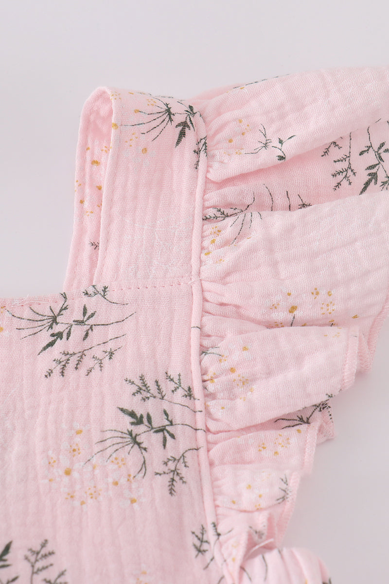 Pink Floral Ruffle Dress